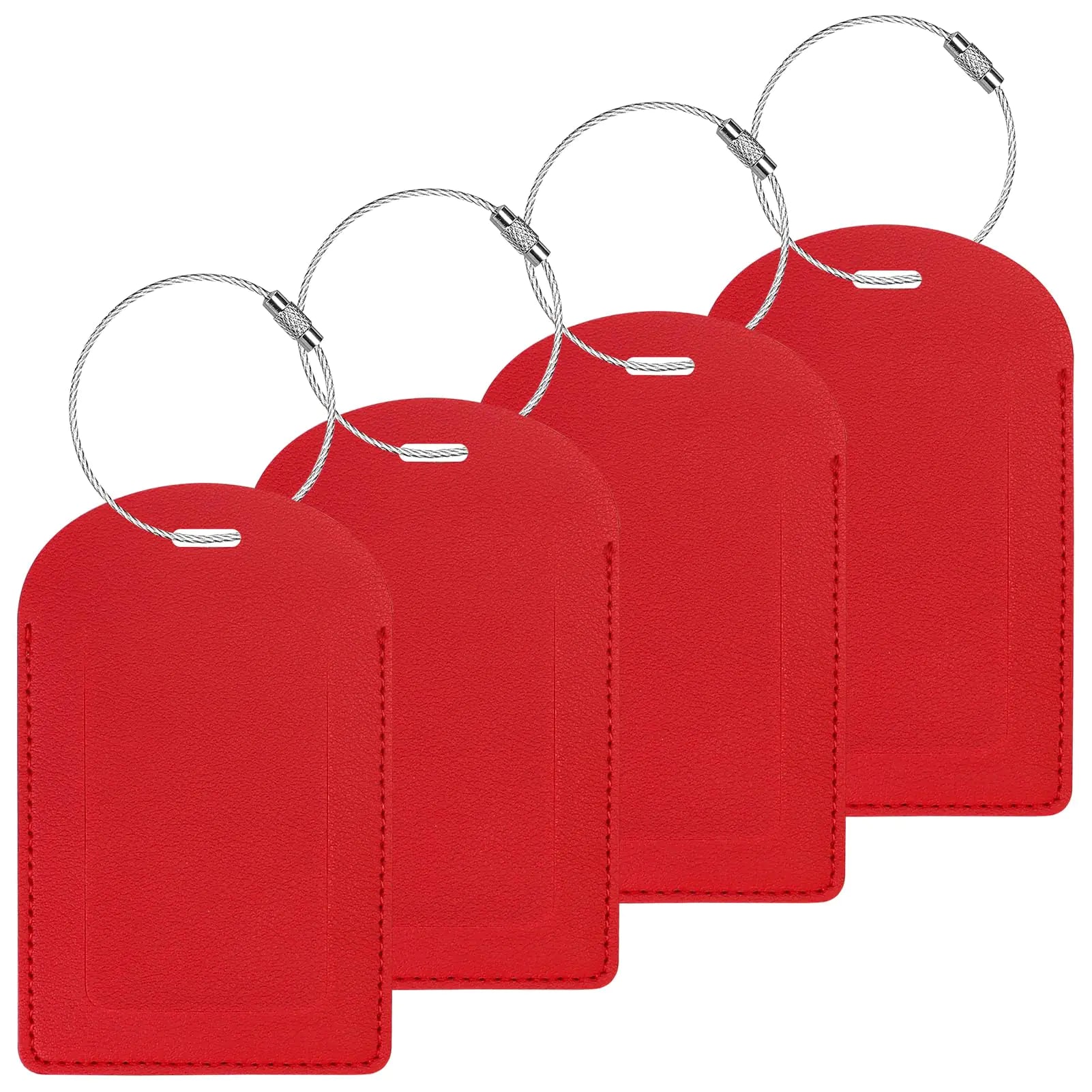 Gloppie Luggage Tags 4 Pack TSA Approved Luggage Tag for Suitcase PU Leather Travel Bag Tags Name Tags with Privacy Cover Red