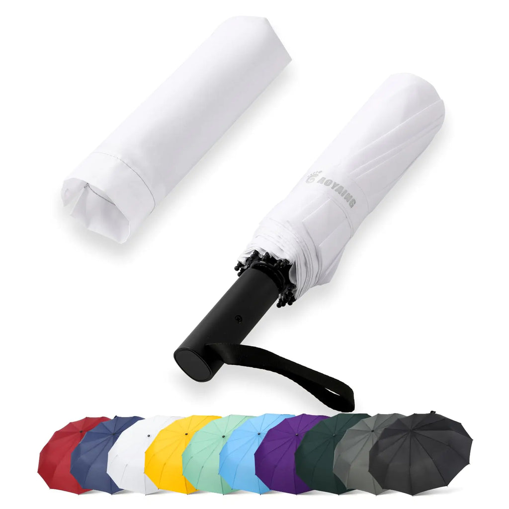GAOYAING Windproof Travel Compact Umbrella Automatic Umbrellas for Rain Compact Folding Umbrella Portable Windproof Umbrellas for Men Women Teenage White